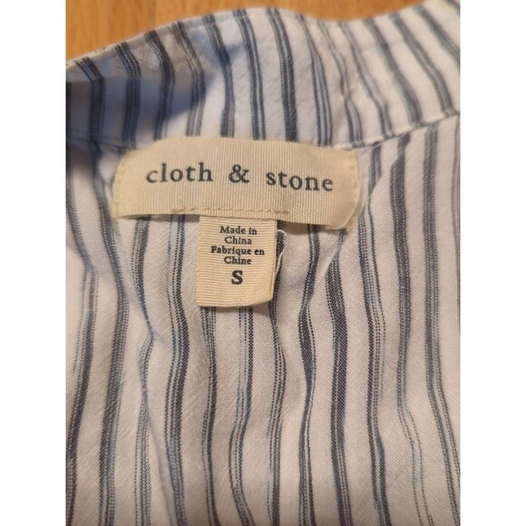 Cloth & Stone Blouse Top Womens Small Striped Rayon Sleeveless Button Up - Picture 7 of 9